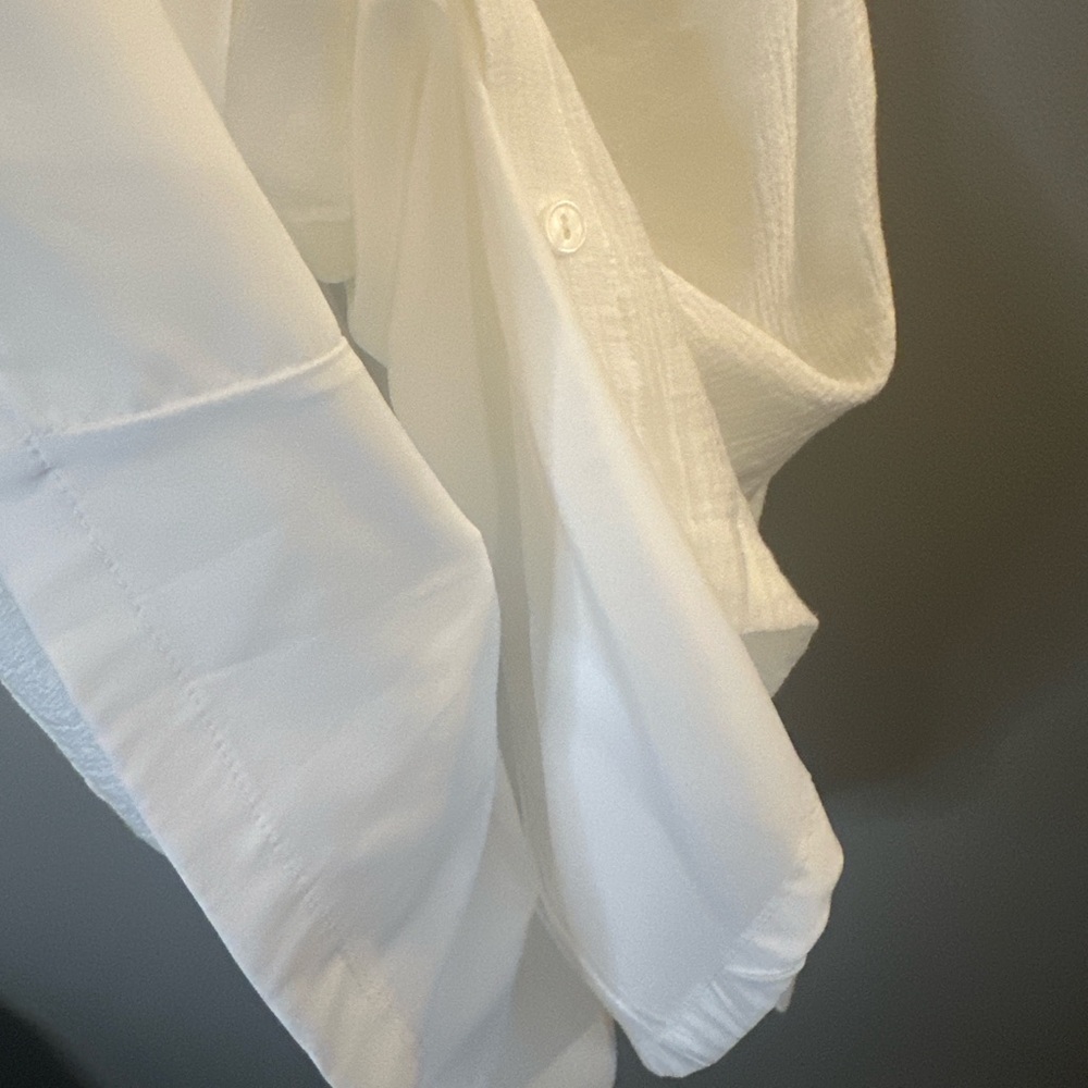 Brochu Walker White Belted Shirt Dress Sleeveless Gauze Mini Pockets Lined S - Picture 8 of 8